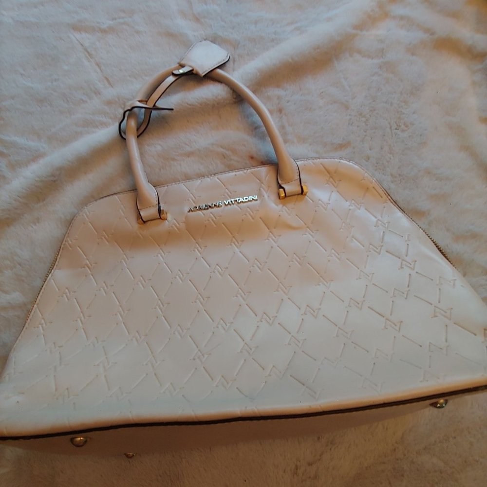 Adrienne Vittadini faux leather upright handbag in bone